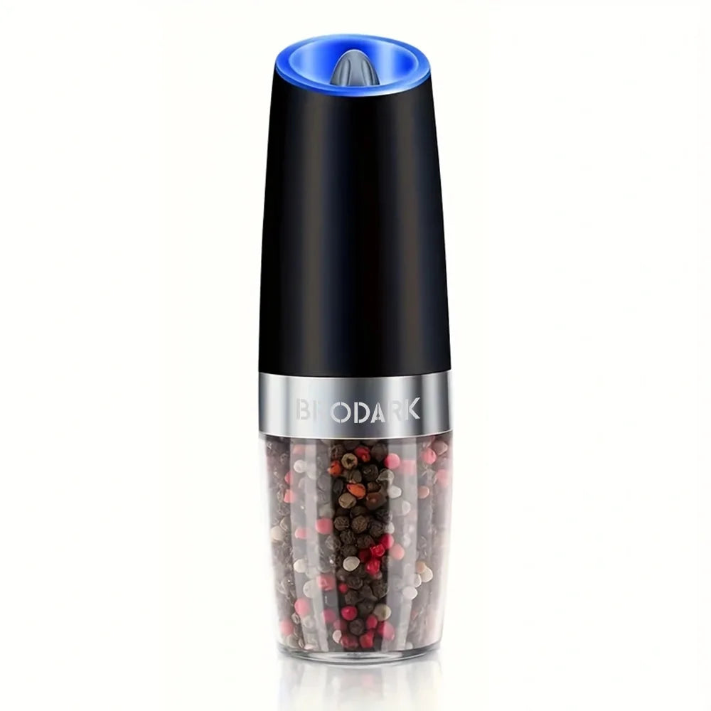 1/2pcs Gravity Electric Salt And Pepper Grinder Set, 
Battery Powered LED Light One HandAutomatic Operation