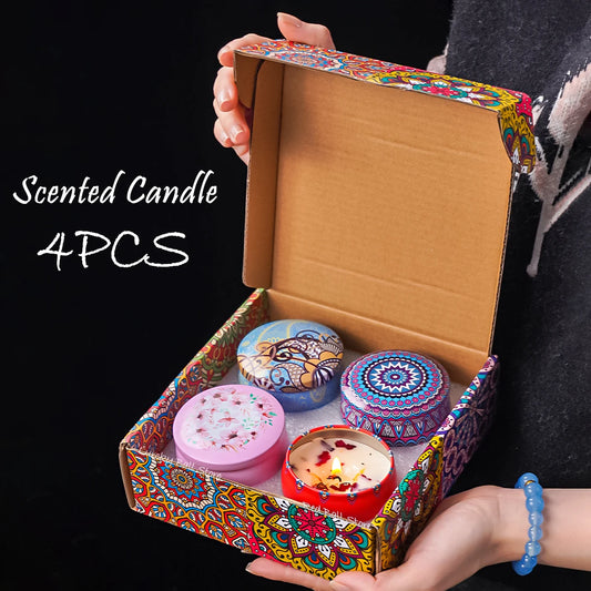 4Pcs/Box Scented Long Lasting Smokeless Fragrance Candle Jar Soy Candles