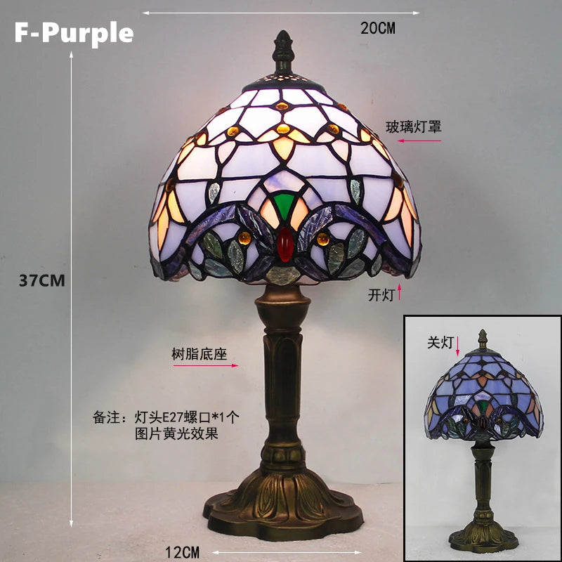 Retro Stained Glass Lamp Table