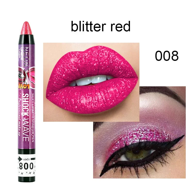 2 In 1  Eyeshadow Lipstick Stick Pencil
 Waterproof Glitter Matte Eye Shadow Makeup Pigment  Eyeshadow Pen