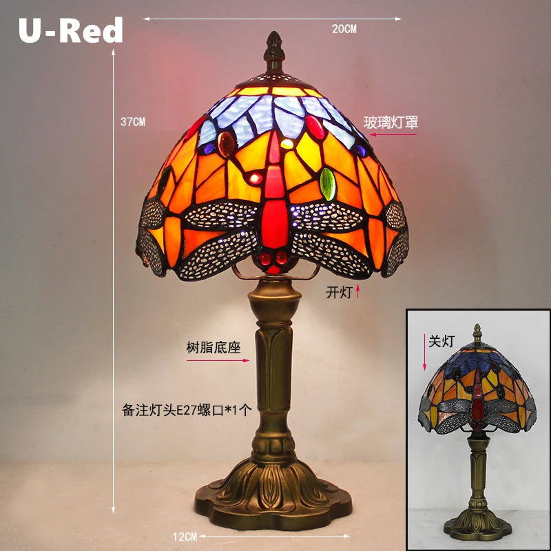 Retro Stained Glass Lamp Table