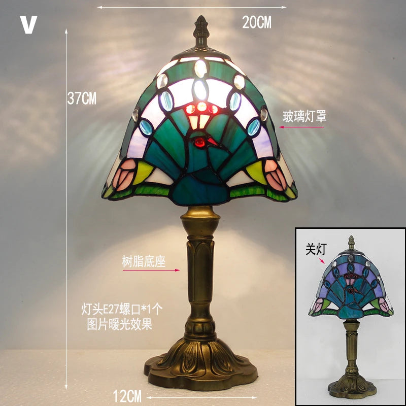 Retro Stained Glass Lamp Table