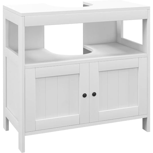 Pedestal Sink Storage Cabinet,  Under Sink Cabinet with 2 Doors and Open Shelf