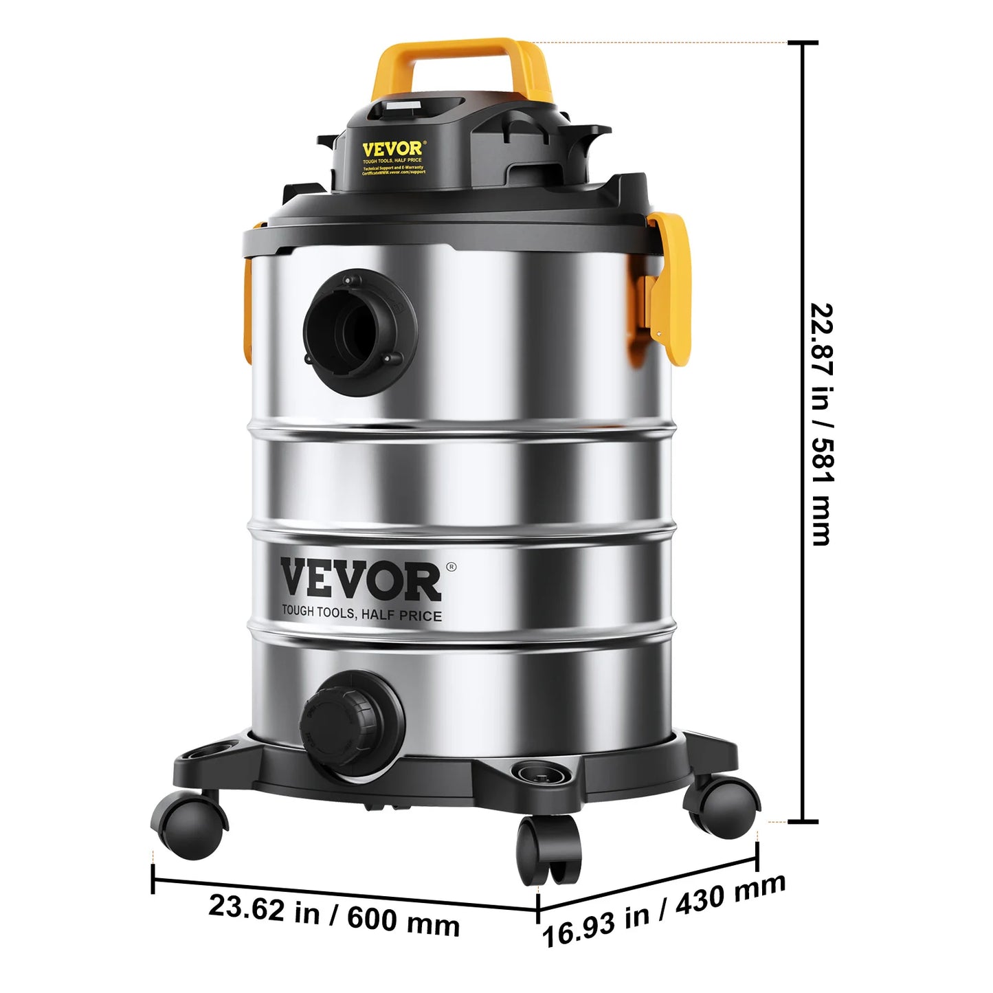 VEVOR Stainless Steel Wet Dry Shop Vacuum Wet  Dry Vac Powerful Suction