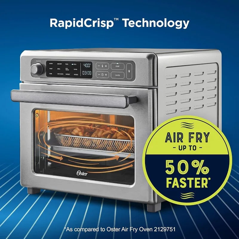 Digital Air Fryer with RapidCrisp, Stainless Steel, 12-Function Countertop Oven with Convection,Silver