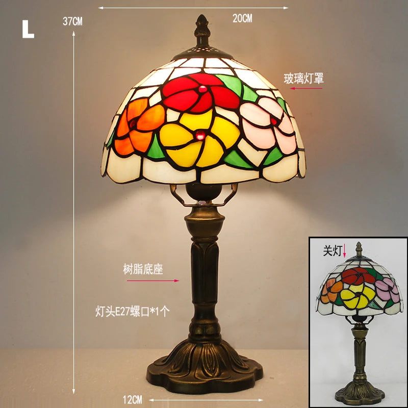 Retro Stained Glass Lamp Table